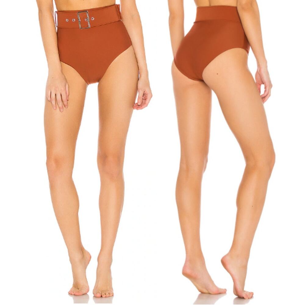 NWT Andrea Iyamah Mutoka Belted Bikini Bottom Cocoa Nude Women's Size XXL Swim